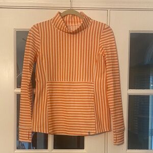 Striped Orange and White Mock neck Top